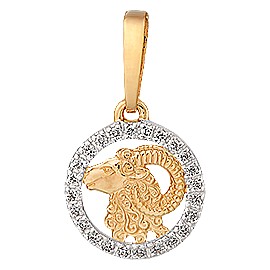 Подвеска Мастер - Золото 585, Фианит (арт. П10649 овен)