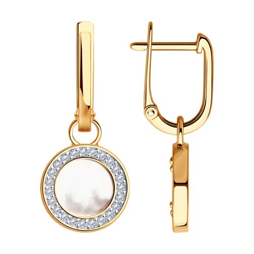 Серьги SOKOLOV - Золото 585, Перламутр, Фианит (арт. 728878)
