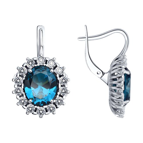 Серьги SOKOLOV - Серебро 925, Синтетический ситалл , Фианит (арт. 92023039)