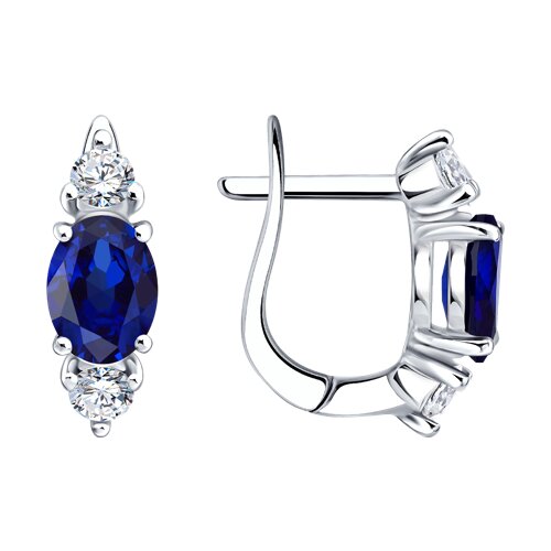 Серьги SOKOLOV - Серебро 925, Сапфир, Фианит (арт. 62020035)