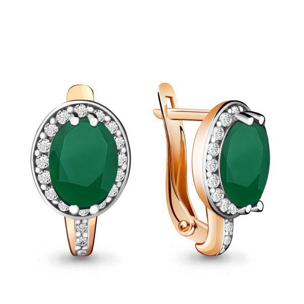 Серьги Аквамарин - Серебро 925, Агат, Фианит (арт. 4413709А.6)