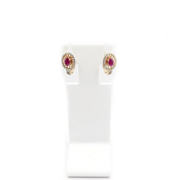 Серьги Александра - Золото 585, Рубин, Бриллиант (арт. 4020666)