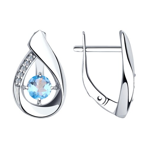 Серьги Diamant - Серебро 925, Топаз, Фианит (арт. 94-320-00695-1)