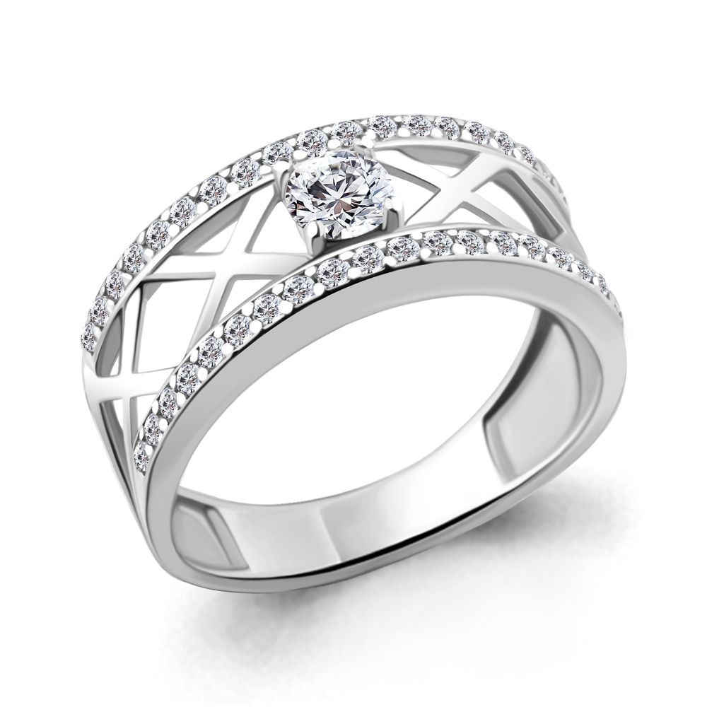 Кольцо Аквамарин - Серебро 925, Фианит (арт. 67224А.5)