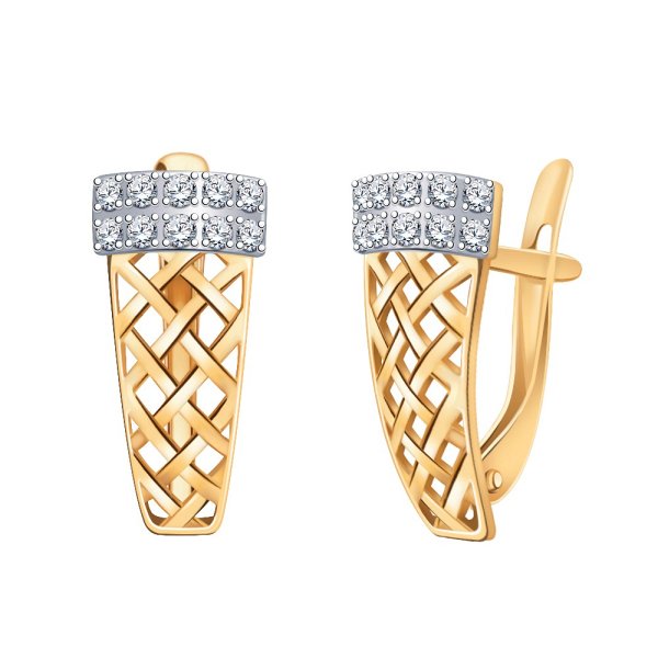 Серьги Атолл - Золото 585, Фианит (арт. 21132)