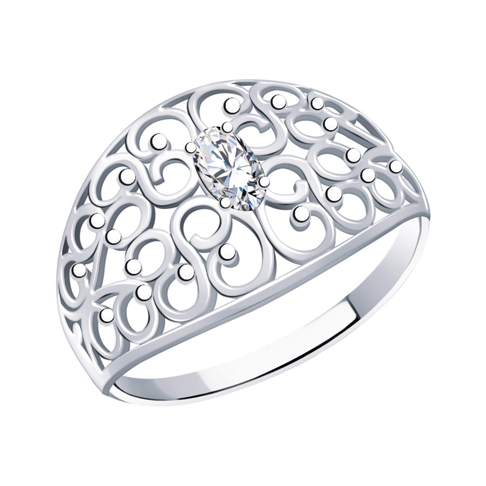 Кольцо Атолл - Серебро 925, Фианит (арт. 11084-925)