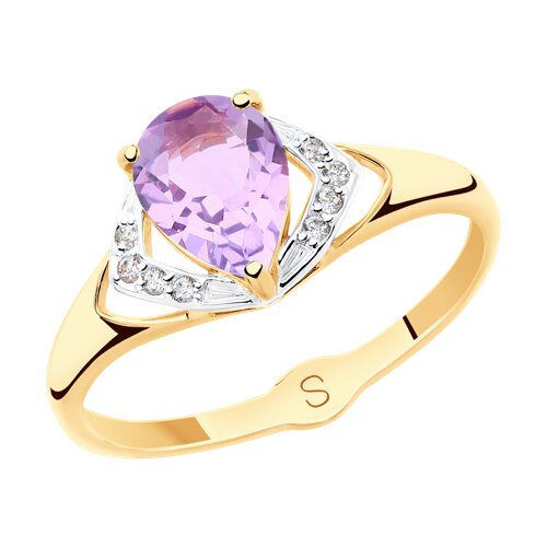 Кольцо SOKOLOV - Золото 375, Аметист, Фианит (арт. 37715479)
