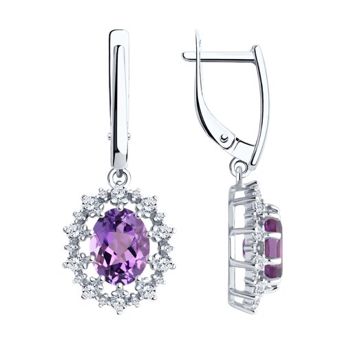 Серьги Diamant - Серебро 925, Аметист, Фианит (арт. 94-321-02042-3)