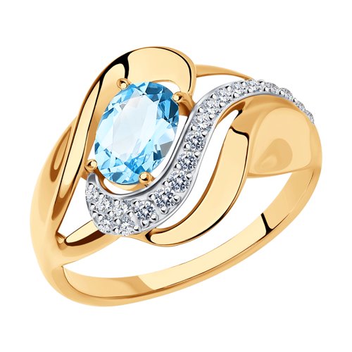 Кольцо SOKOLOV - Золото 585, Топаз, Фианит (арт. 714780)