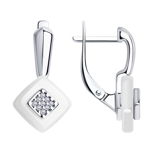 Серьги Diamant - Серебро 925, Керамика, Фианит (арт. 94-120-01270-2)