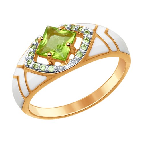 Кольцо SOKOLOV - Серебро 925, Фианит, Хризолит, Эмаль (арт. 92011406)