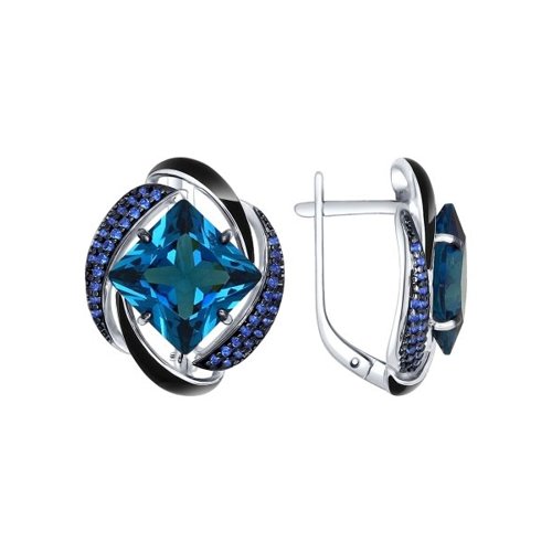 Серьги SOKOLOV - Серебро 925, Синтетический ситалл , Фианит, Эмаль (арт. 92021453)