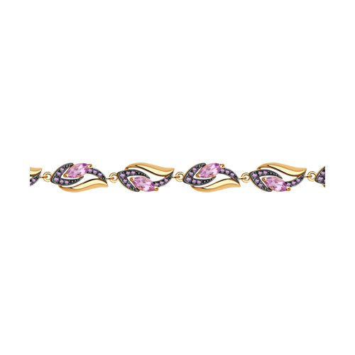 Браслет SOKOLOV - Золото 585, Аметист, Фианит (арт. 750254)