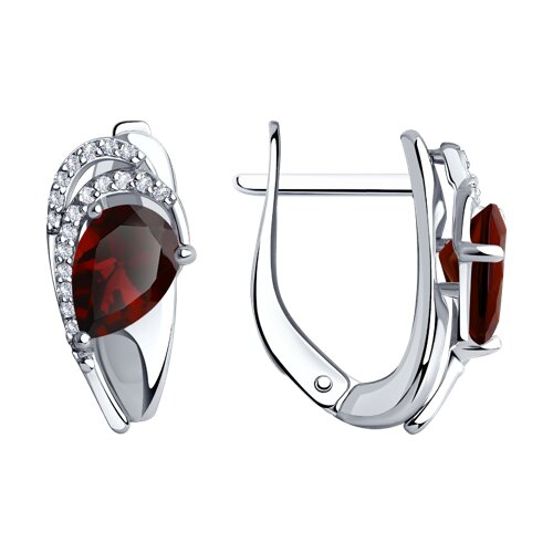 Серьги Diamant - Серебро 925, Гранат, Фианит (арт. 94-320-00548-2)