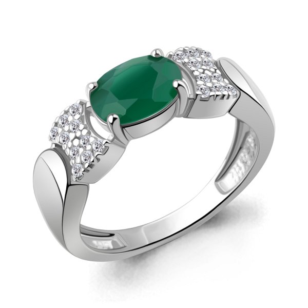 Кольцо Аквамарин - Серебро 925, Агат, Фианит (арт. 65027809А.5)