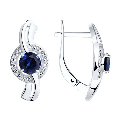 Серьги Diamant - Серебро 925, Синтетический сапфир , Фианит (арт. 94-320-00462-1)