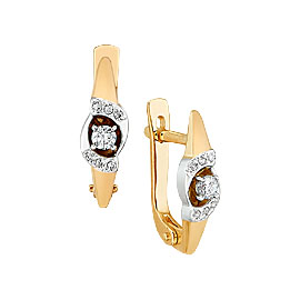 Серьги Мастер - Золото 585, Фианит (арт. 18957)