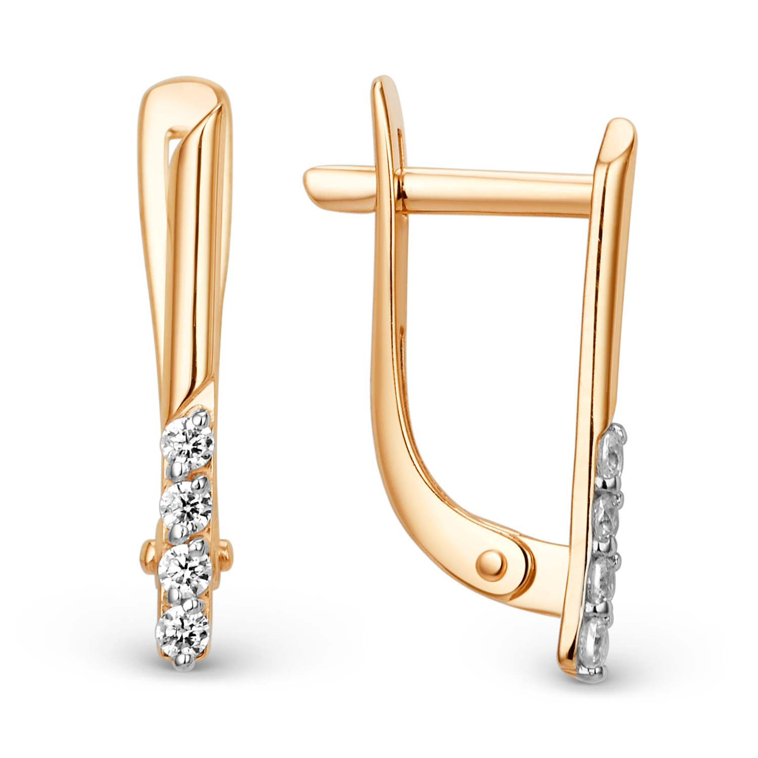 Серьги ЮФ Династия - Золото 585, Фианит (арт. 016002-1102)