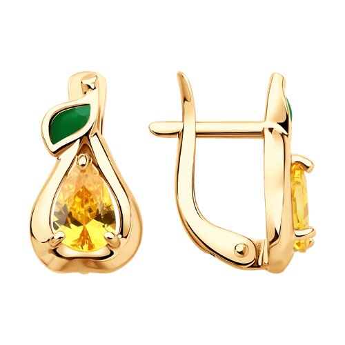 Серьги Diamant - Золото 585, Фианит, Эмаль (арт. 51-120-02813-1)