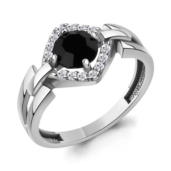 Кольцо Аквамарин - Серебро 925, Стекло, Фианит (арт. 600593АЧ.5)