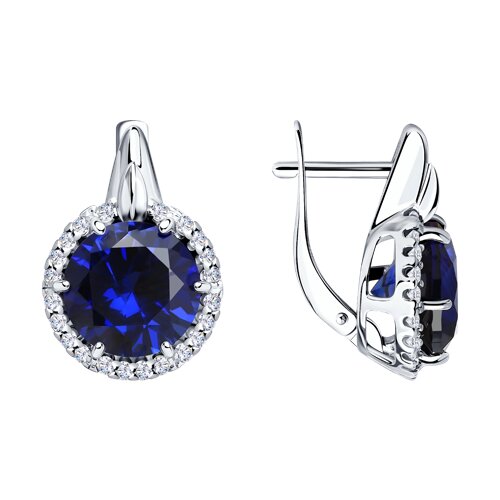 Серьги SOKOLOV - Серебро 925, Синтетический сапфир , Фианит (арт. 88020008)