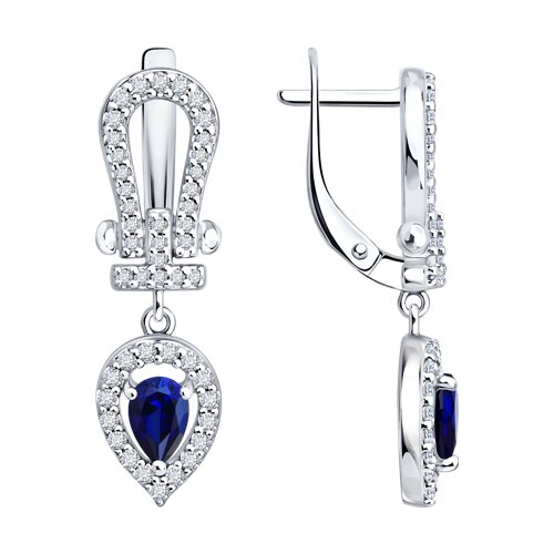 Серьги SOKOLOV - Серебро 925, Фианит, Сапфир (арт. 62020034)