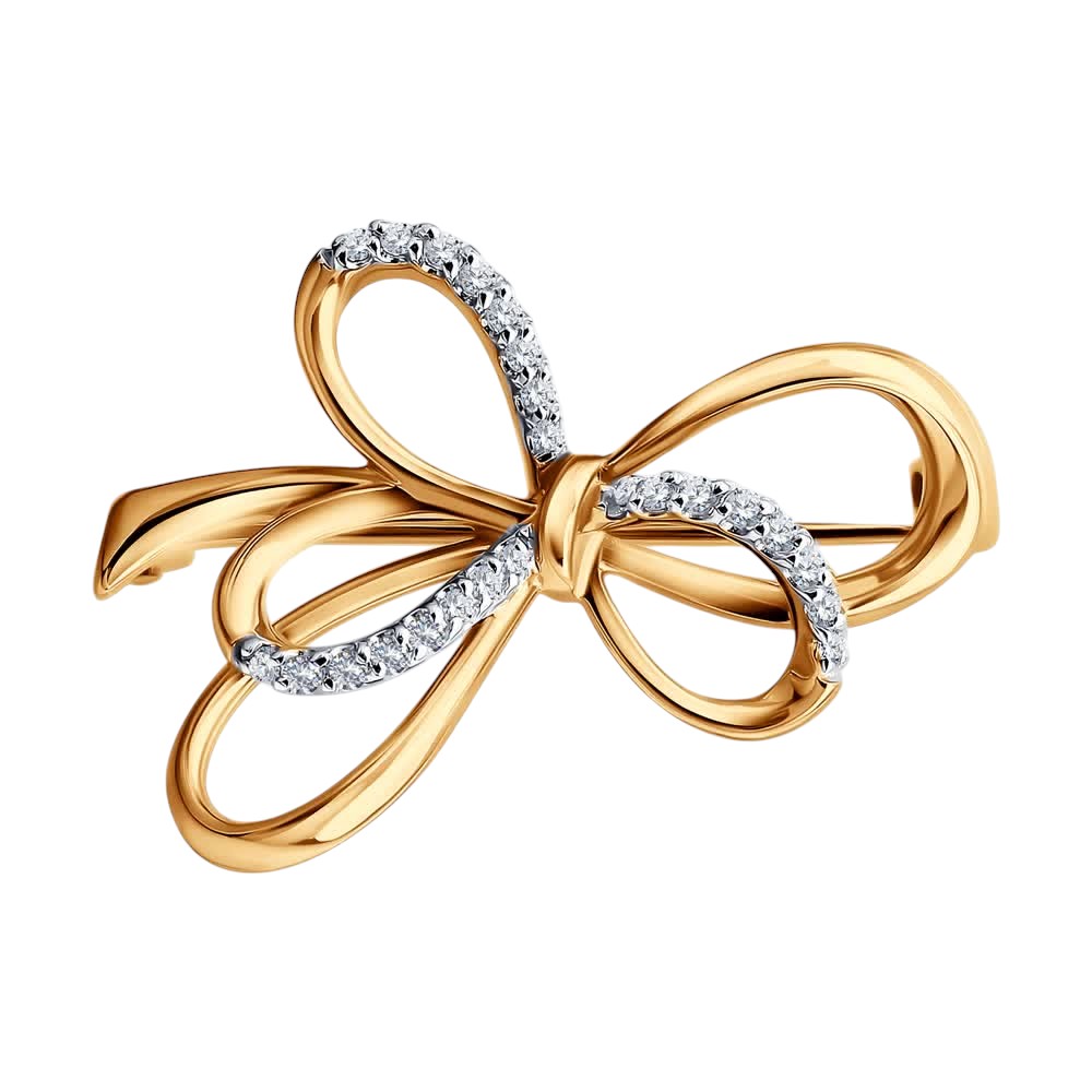 Брошь SOKOLOV - Золото 585, Фианит (арт. 040346)