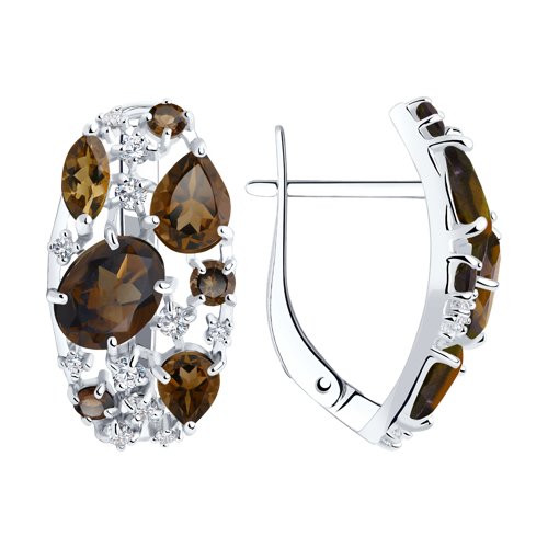 Серьги SOKOLOV - Серебро 925, Раухтопаз, Фианит (арт. 92020229)