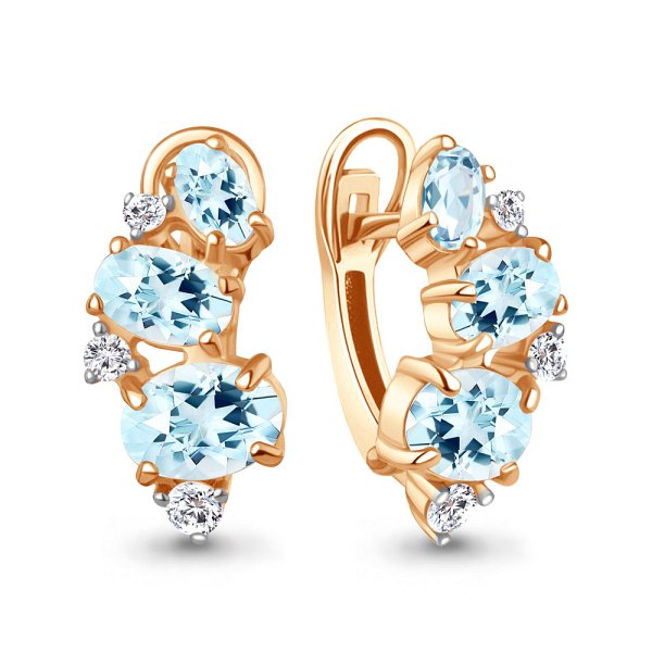 Серьги Аквамарин - Серебро 925, Топаз (арт. 45001502А.6)