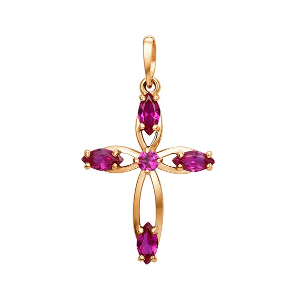 Подвеска ЮФ Династия - Золото 375, Синтетический рубин (арт. 101928-5450)