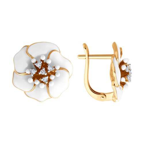 Серьги SOKOLOV - Серебро 925, Фианит, Эмаль (арт. 93022453)