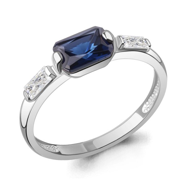 Кольцо Аквамарин - Серебро 925, Синтетический сапфир , Фианит (арт. 67835Н.5)