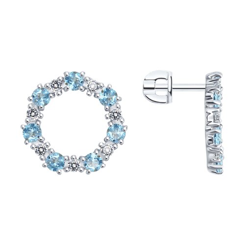 Серьги SOKOLOV - Серебро 925, Топаз, Фианит (арт. 92023019)