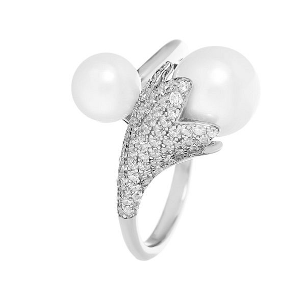 Кольцо FRESH - Серебро 925, Жемчуг культивированный, Фианит (арт. PI-R01159-X-W-ST601-X-W)