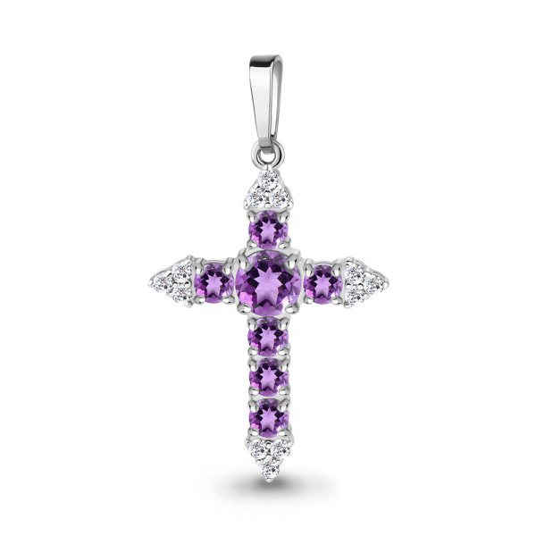 Подвеска Аквамарин - Серебро 925, Аметист, Фианит (арт. 2471304А.5)