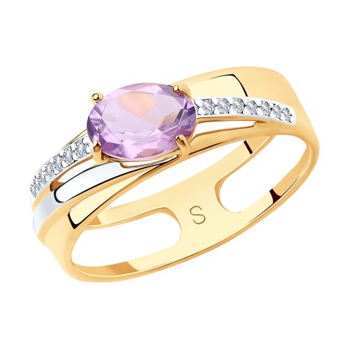 Кольцо SOKOLOV - Золото 585, Аметист, Фианит (арт. 715630)