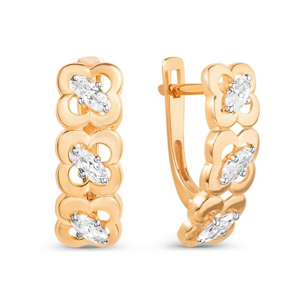 Серьги ЮФ Династия - Золото 585, Фианит (арт. 022992-1102)