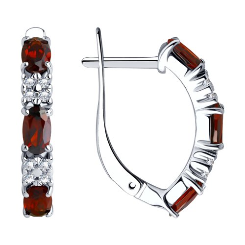 Серьги SOKOLOV - Серебро 925, Гранат, Фианит (арт. 92021431)
