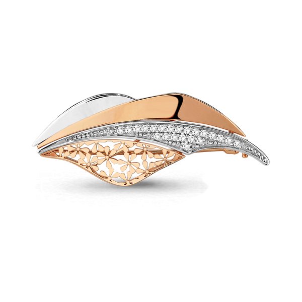 Брошь Аквамарин - Золото 585, Фианит (арт. 72754А.1)