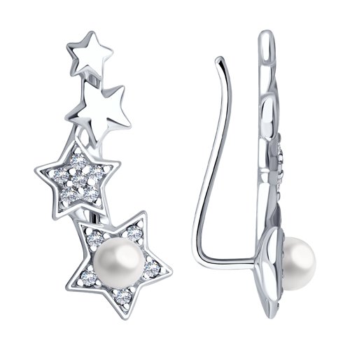 Серьги SOKOLOV - Серебро 925, Жемчуг имитация, Фианит (арт. 94022673)