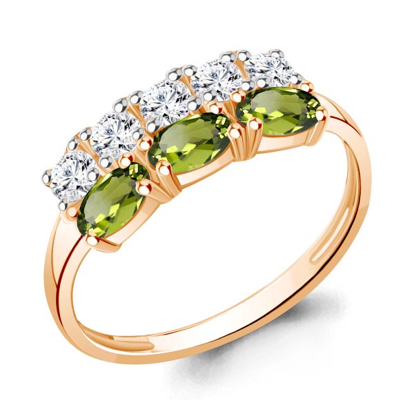 Кольцо Аквамарин - Серебро 925, Фианит, Хризолит (арт. 6535507А.6)