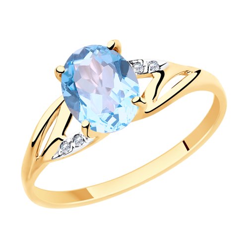 Кольцо SOKOLOV - Золото 375, Топаз, Фианит (арт. 37715945)