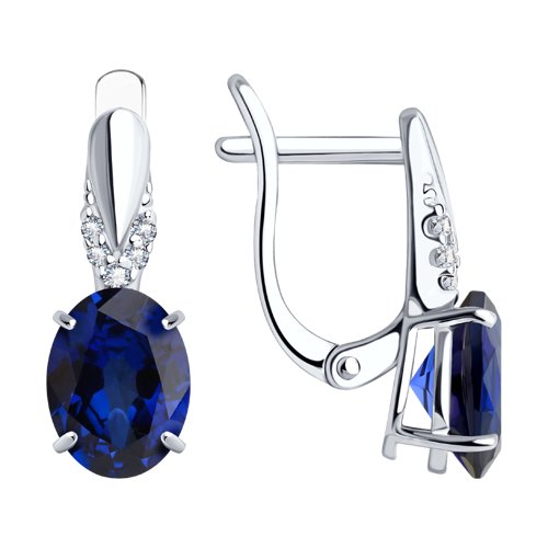 Серьги SOKOLOV - Серебро 925, Синтетический сапфир , Фианит (арт. 88020002)
