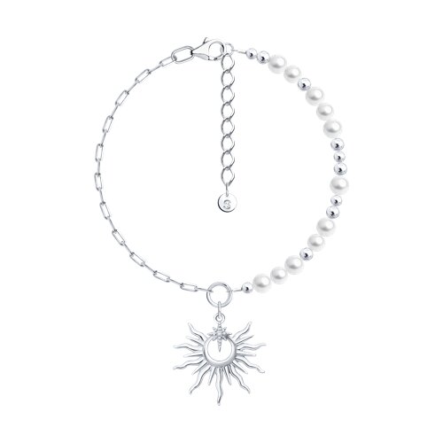 Браслет SOKOLOV - Серебро 925, Жемчуг синтетический, Фианит (арт. 94051589)