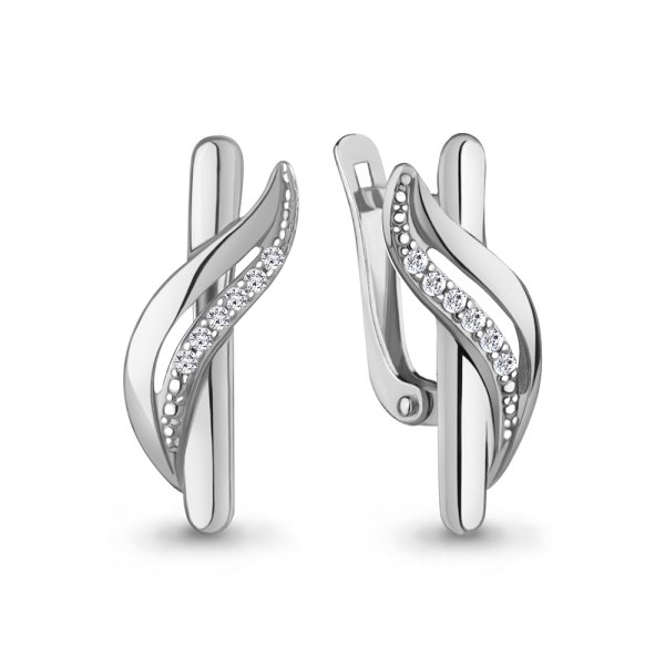 Серьги Аквамарин - Серебро 925, Фианит (арт. 400122А.5)