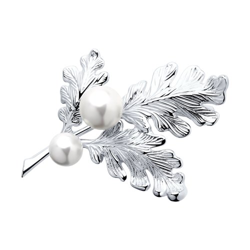 Брошь SOKOLOV - Серебро 925, Жемчуг имитация (арт. 94040132)