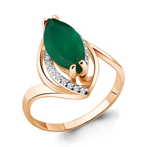 Кольцо Аквамарин - Серебро 925, Агат, Фианит (арт. 6534109А.6)