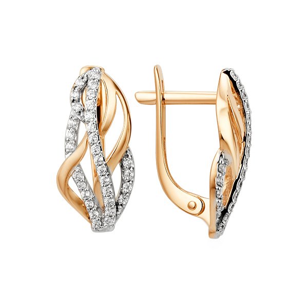 Серьги ЮФ Династия - Золото 585, Фианит (арт. 010872-1102)