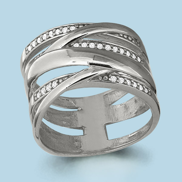 Кольцо Аквамарин - Серебро 925, Фианит (арт. 63818А.5)