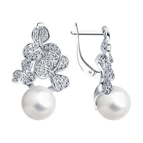 Серьги SOKOLOV - Серебро 925, Жемчуг имитация, Фианит (арт. 94026079)